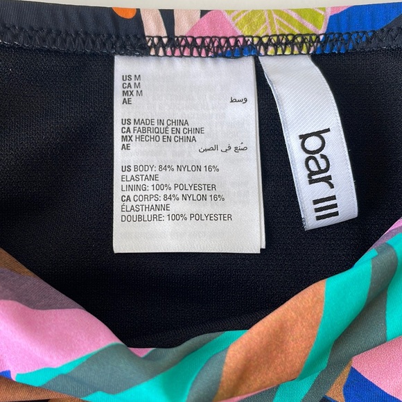 NWT M BAR lll tropical jungle multicolor tanga swim bottoms black pink floral - Picture 2 of 9